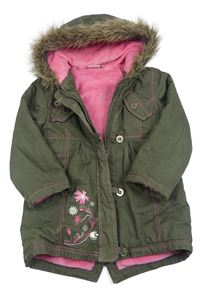 Khaki plátenná zateplená parka s kapucňou Ladybird
