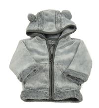 Sivá chlpatá prepínaci mikina s kapucňou