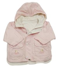 Svetloružová jarná bunda s vreckami a kapucňou