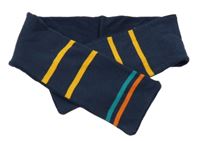 Tmavomodrá pletená/fleecová šála s barevnými proužky Primark