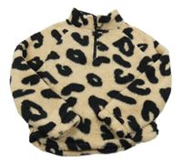 Béžovo-černá leopardí huňatá mikina dunnes