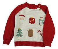 Smetanovo-červený sveter s vánočními obrázky Nutmeg