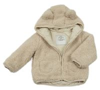 Béžová huňatá podšitá propínací mikina s kapucí George
