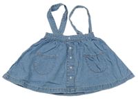 Modrá rifľová sukňa s vreckami a trakami M&Co.