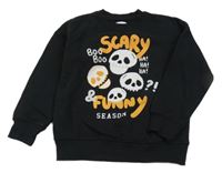 Čierna mikina s lebkami a nápisom Sinsay