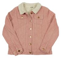 Růžová zateplená manšestrová bunda Tu