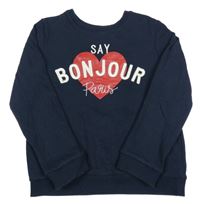 Tmavomodrá mikina s nápisom kiabi