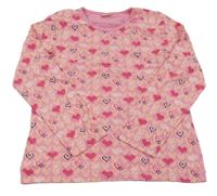 Ružové vzorované tričko so srdiečkami kids