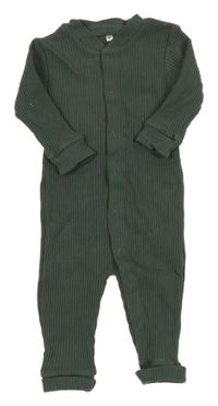 Tmavozelený žebrovaný overal 