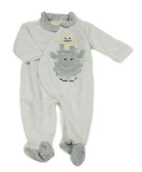 Bielo-sivý zamatový overal s ovečkou Ergee