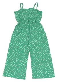 Zelený květovaný lehký culottes overal Primark