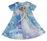 Modré vzorované šaty s Elsou - Frozen