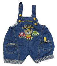 Tmavomodré ľahké rifľové na traké kraťasy s medvěďom