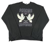 Tmavošedá mikina s holubicemi H&M