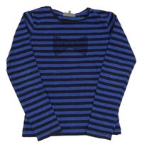 Modro-tmavomodré pruhované tričko s kamienkami