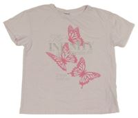 Svetloružové tričko s motýlikmi Page one young