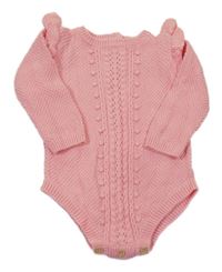 Růžové pletené vzorované body s volánky Matalan
