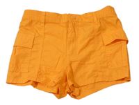 Neónově oranžové plátenné kraťasy s vreckami H&M