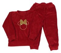 2 set - Červená plyšová mikina s Minnie + tepláky George