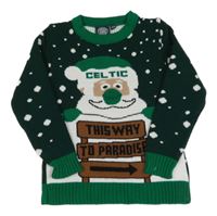 Tmavozelený vianočný sveter so Santou - Celtic