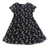 Čierne kvetované čipkové šaty Primark