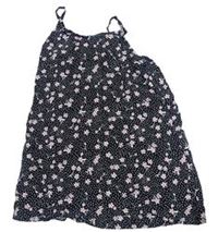 Čierne bodkovaná é ľahké šaty s kvetmi zn. Primark