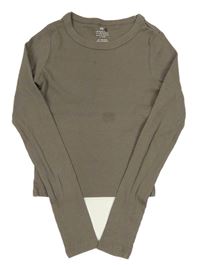 Hnedošedé é rebrované crop tričko H&M