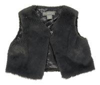 Antracitová kožušinová podšitá vesta Primark