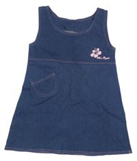 Tmavomodré ľahké rifľové šaty s květem