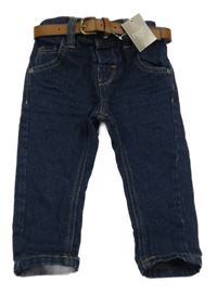 Nové - 2set - Tmavomodré skinny rifle + pásek Next