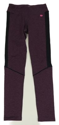 Tmavofialovo-čierne melírované športové legíny Manguun