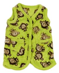 Světlezelený plyšový kraťasový overal s opičkami 