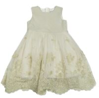 Smetanovo-zlaté slavnostní třpytivé šaty s květy C&A