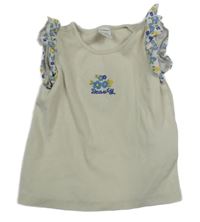 Béžovo-modro-žltý rebrovaný top s kvetmi LC Waikiki