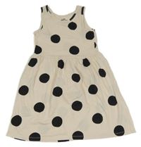 Smetanovo-čierne bodkovaná é šaty H&M