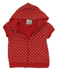 Červeno-biela bodkovaná á tepláková prepínaci vesta s kapucňou Topolino