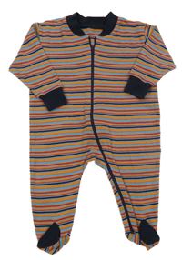 Modro-oranžovo-červený pruhovaný overal 