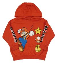 Červená mikina s Mariem a kapucňou