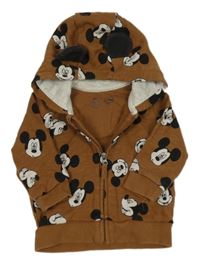 Hnědá propínací mikina s Mickeym a kapucí H&M
