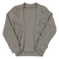 Sivý rebrovaný úpletový cardigan