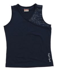 Tmavomodrý sportovní top s nápisy Esprit