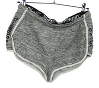 Dámske sivé melírované teplákové kraťasy s nápismi Superdry