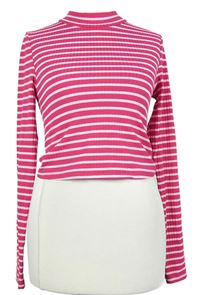Dámské tmavorůžovo-růžové pruhované crop triko Primark 