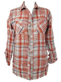 Dámská červeno-bílá kostkovaná halenka s rolovacími rukávy Next 