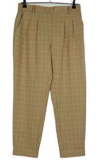 Nové - Dámske béžové kockované nohavice zn. Primark