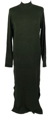 Dámske tmavozelené rebrované svetrové dlhé šaty New Look