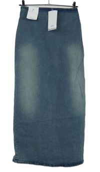 Nové - Dámská světlemodrá riflová dlouhá sukně s rozparkem Bershka 