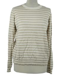 Dámsky béžovo-biely pruhovaný sveter Peacocks