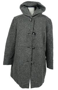 Dámsky sivý vlnený kabát s kapucňou C&A