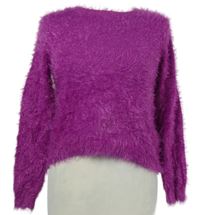 Dámský purpurový chlupatý crop svetr F&F